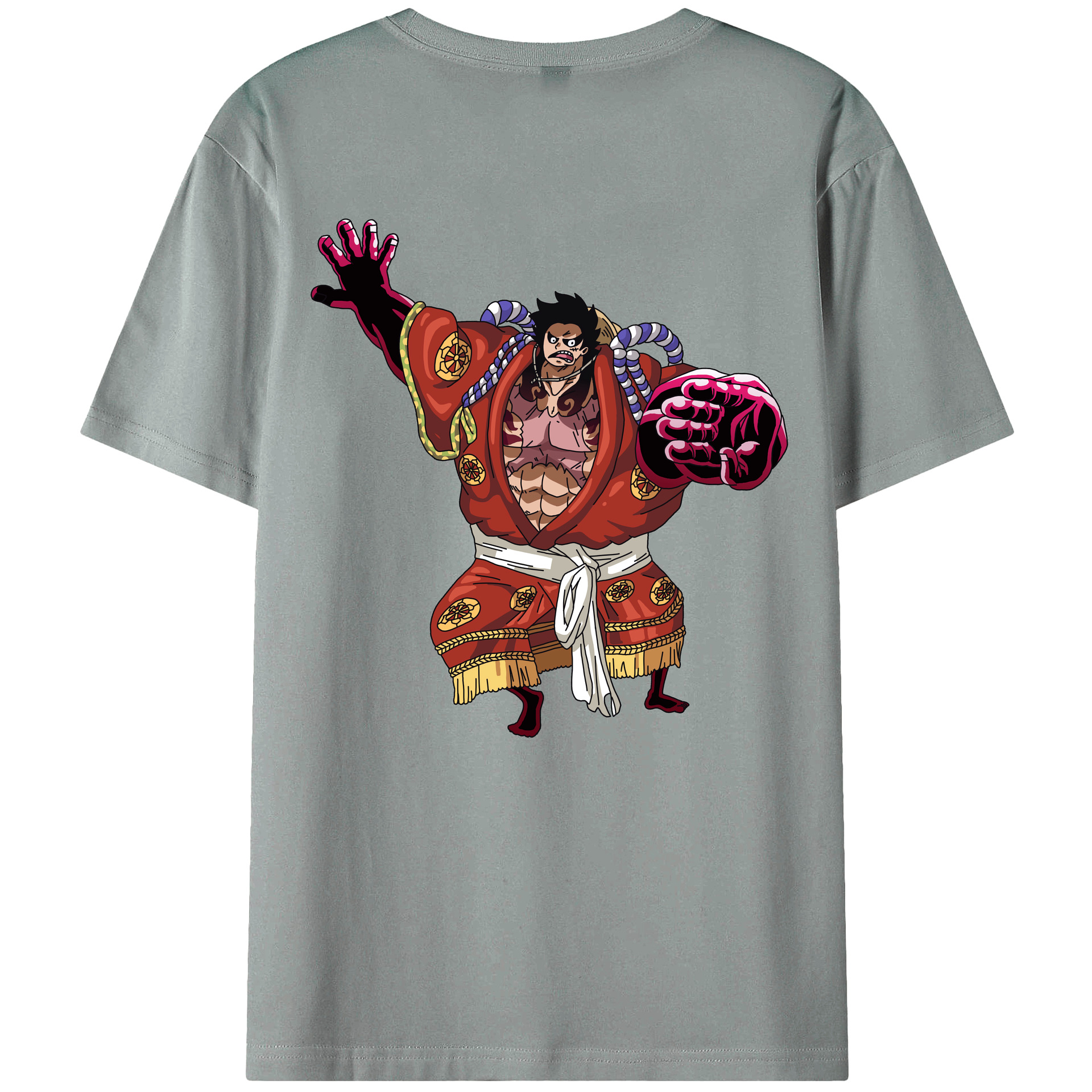 ワンピース モンキー・D・ルフィ ONE PIECE Monkey D. Luffy 綿100％ メンズ半袖Tシャツ（バックプリント） 通気性
